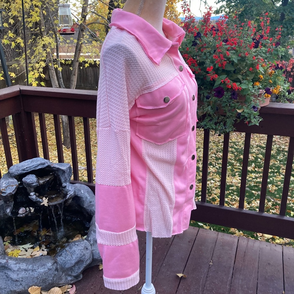 Patchwork Pink Button Up Jacket. - Picture 6 of 16